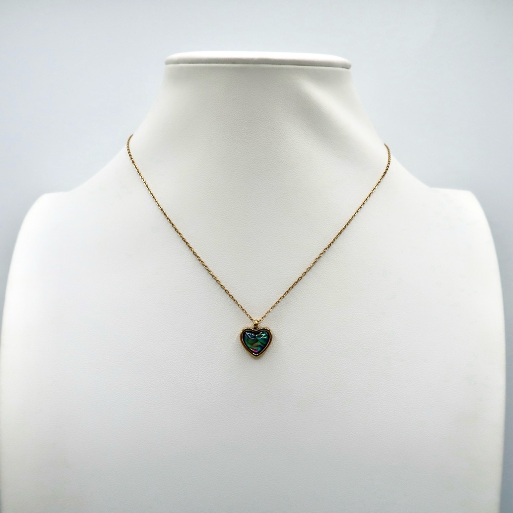 18k Gold Abalone Heart Necklace